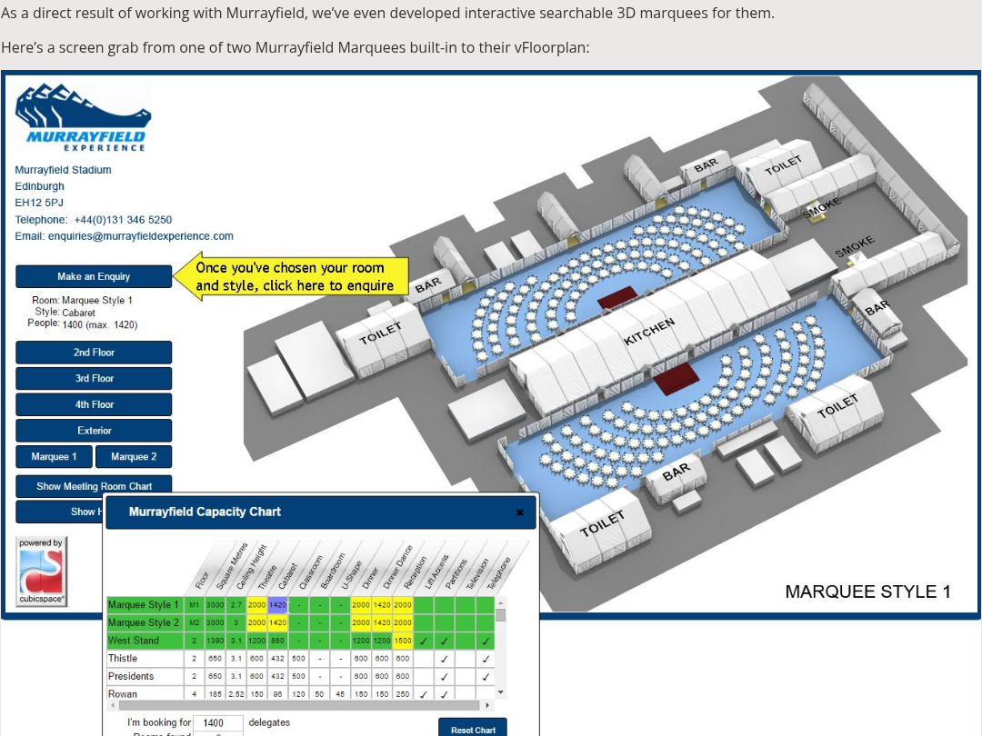 Murrayfield Experience marquee vFloorplan